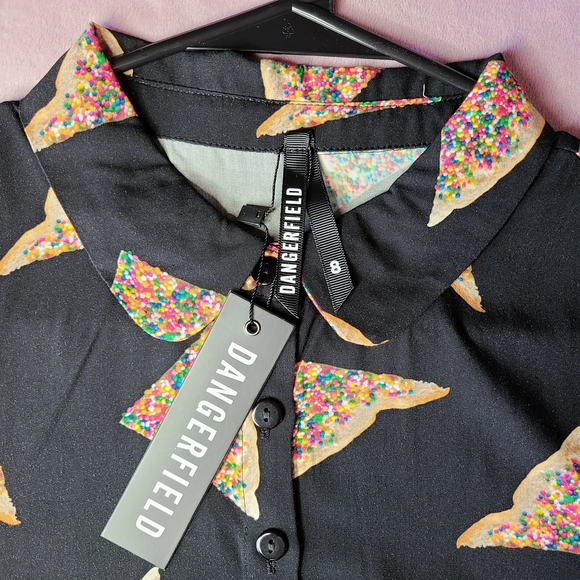 Dangerfield Black Fairy Bread Print Women's Blouse - Picture 5 of 5